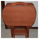 Light Cherry Toned Wooden 4pc TV Tray Tables w/