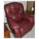 La-Z-Boy Merlot Red Leather Rocker Recliner Chair