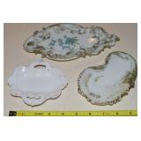 (3) Antique Milk/Opaline Glass Small Trays w/McKee
