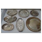 (7) SP & Other Metal Small Trays/Plates w/ Oneida