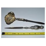 Antique Sterling Handled Repousse Letter Opener+