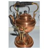 Copper & Brass Tilting Spirit Kettle w/Burner Base