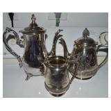 3pc Quadruplate Silver Tea/Coffee Pots & Creamer