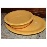 Vtg HL Fiestaware Yellow 8.5' Bowl + 13' Oval