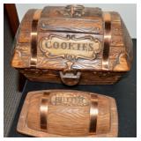 Vtg Ceramic Cookie Jar & Covered Butter Treasure