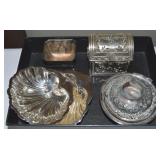 Flat of Silverplate w/ Godinger Treasure Chest Box