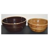 (2) Antique USA Stoneware Mixing Bowls 8' & 9'
