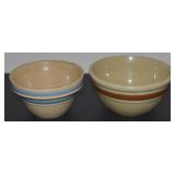 (2) Small Stoneware Mixing Bowls w/ Double Blue
