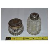 (2) Antique Cut Glass Sterling Lidded Vanity Jars