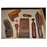 Drawer Contents Lot: Wooden Pc w/ Scoop, Plane+