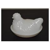 Vintage Hazel Atlas Milk Glass Hen on Nest 4 5/8L