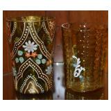(2) Antique Moser Bohemian Enamel Painted Tumblers
