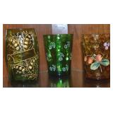 (3) Antique Moser Bohemian Enamel Painted Tumblers