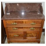 Antique Victorian Eastlake Marble Top Dry Sink w/