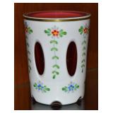 Antique Bohemian Czech Cut Cranberry Overlay Hand