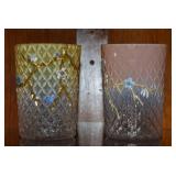 (2) Antique Victorian Diamond Quilted Handpainted