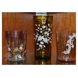 (3) Antique Moser Bohemian Enamel Painted Tumblers