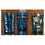 (3) Antique Moser Bohemian Enamel Painted Tumblers