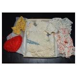 Small Flat of Linens w/ Crochetwork
