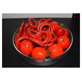 Glass Chip & Dip Bowl w/ Faux Apples & Wood