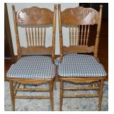 (2) Antique Pressed Back Dining Chairs w/ Griffon