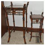 2pc Metal Bamboo Motif Nesting Table Set 21.5-28.5