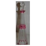Val St Lambert Cut Crystal Cranberry & Clear 12't