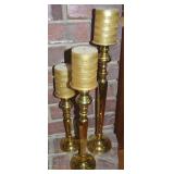 3pc Vintage India Brass Graduated Candle Holder