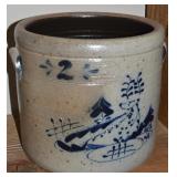 Rowe Pottery Works Stoneware Handled 2 Gallon