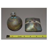 (2) Small Raku Art Pottery Pcs w/ Signed 3.5t Vase