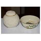 Lenox Porcelain Holiday Holly Bowl 5 1/3' + Rose