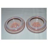 Pair Fostoria Seascape Pink Opalescent Candle