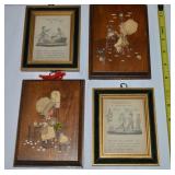 (4) Small Wall Art Pcs w/2 Parts of English Lang