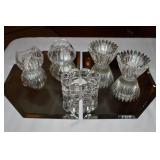 2pc Mirror Base w/ Mikasa Crystal Candle Holders