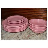 (12) (4) Vtg HL Fiestaware Rose Pink Plates &Bowls