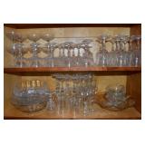 (2) Kitchen Shelf Contents Lot: Glass/Crystal