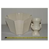 (2) Vtg Haeger USA Art Pottery Ivory Pottery Pcs w