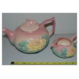 Vtg Hull USA Pottery Water Lily Teapot & Creamer