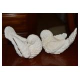 Pair Vtg Italian Alabaster Carved Dove Figures