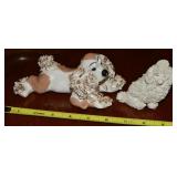 (2) Vtg Ceramic Spaghetti Hair Dog Figures