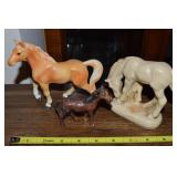 (3) Vintage Horse Figures w/ Porcelain, Painted