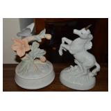 (2) Vtg Porcelain Pcs w/ Unicorn + 5.75' Butterfly