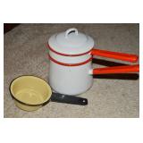 Vintage Red / White and Black / Cream Enamelware