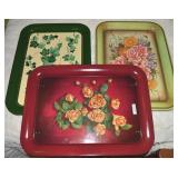 (3) Vintage Lap TV Tray Tables w/ Floral/Ivy
