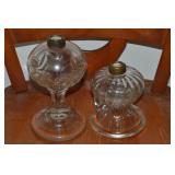 (2) Antique Pattern Glass Oil Lamp Bases - 5.5 & 8