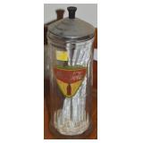 Coca Cola Glass Straw Dispenser w/ Lid 11.25t