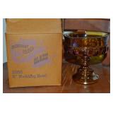 Vtg Indiana Amber Carnival Glass 5' Wedding Bowl