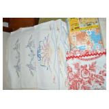 Linens Lot w/ Enbroidery & Vtg 'Pocahontas' Table