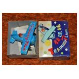 Vtg MS011 Tin Litho Training Plane Toy 4w Blue