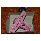Vtg MS011 Tin Litho Training Plane Toy 4w Pink